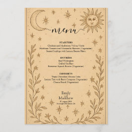 Mystisches Himmelsdesign der Himmelsromane Menükarte