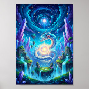 Mystisches Himmelsdrachen-Schwebe-Fantasie-Poster Poster