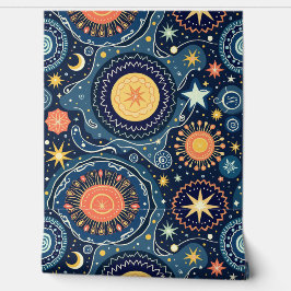 Mystisches Himmelsmuster | Moon Stars Galaxy Tapete