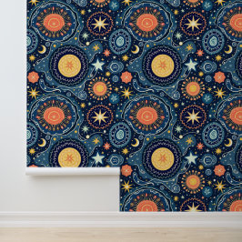 Mystisches Himmelsmuster | Moon Stars Galaxy Tapete
