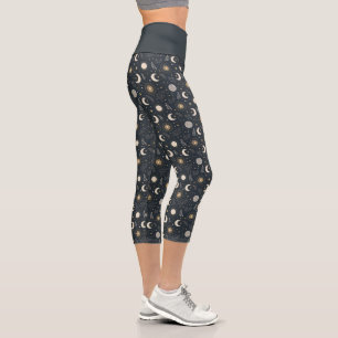 Mystisches himmlisches Mondmuster Capri Leggings