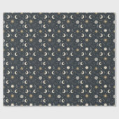 Mystisches himmlisches Mondmuster Geschenkpapier (Flach)