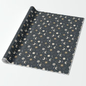 Mystisches himmlisches Mondmuster Geschenkpapier (Ungerollt)