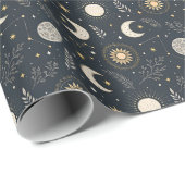 Mystisches himmlisches Mondmuster Geschenkpapier (Rolleneckpunkt)