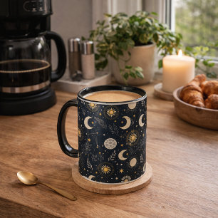 Mystisches himmlisches Mondmuster Tasse