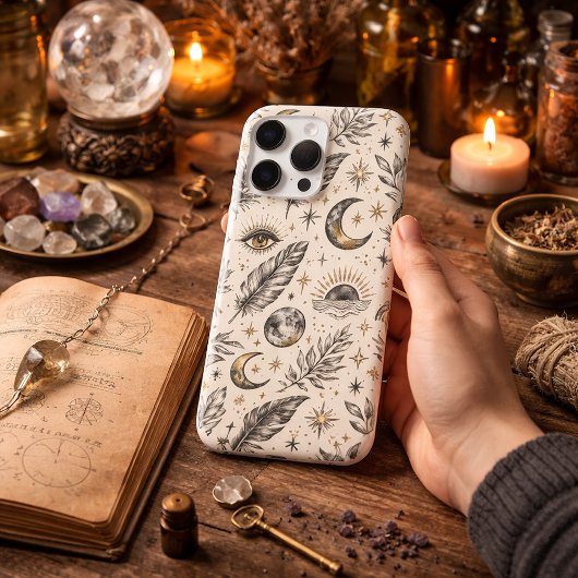 Mystisches himmlisches Mondsternenmuster iPhone Hülle