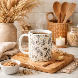 Mystisches himmlisches Mondsternenmuster Kaffeetasse