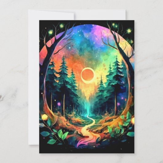 Mystisches Holz zum Geburtstag verzaubert Einladung (Rückseite)