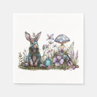 Mystisches Kaninchen mit Pilzen Serviette