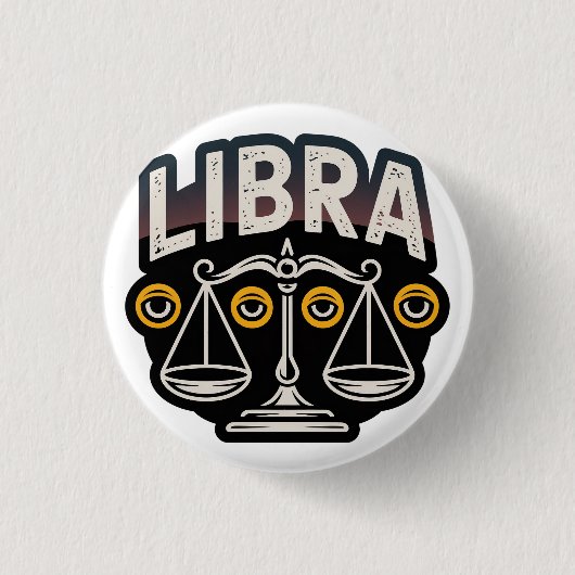 Mystisches Libra-Sternzeichen-Emblem Button (Vorderseite)