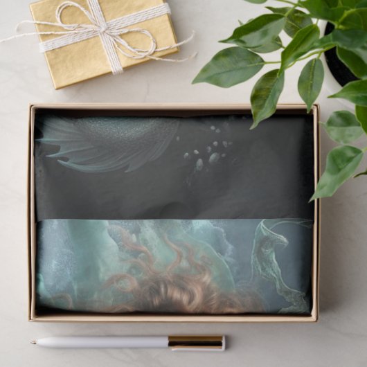 Mystisches Meerjungfrau-Seepferd im Meeresgrund Seidenpapier (Geschenk)