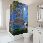 Mystisches Moonlit Piraten-Schiff Duschvorhang (Beispiel)