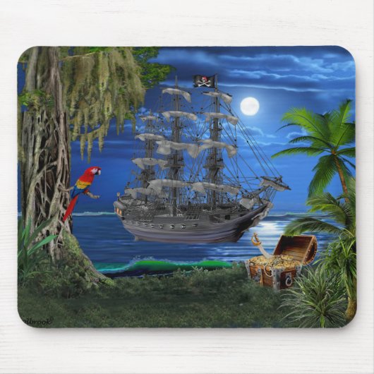 Mystisches Moonlit Piraten-Schiff Mousepad (Vorne)