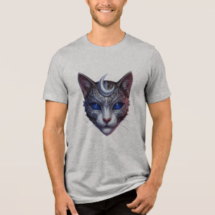 Mystisches Ornamental-Katze-mit-Halbmond-T-Shirt Tri-Blend Shirt