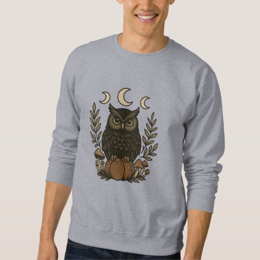 Mystisches Owl Moon Phases-Shirt - Gothic Hexe Sweatshirt (Vorderseite)