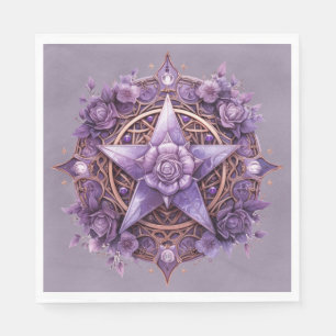 Mystisches Pentagramm - Lila--Hexerei-Party-Tischd Serviette