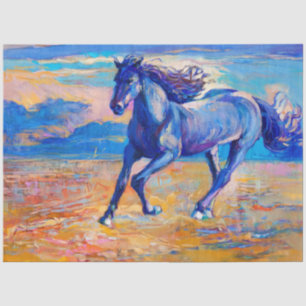 Mystisches Pferd galoppieren in einem blauen Feld Seidenpapier