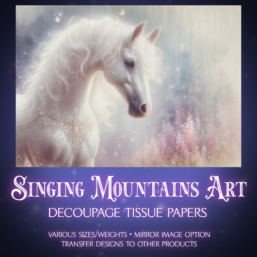 Mystisches Pferd Sparkle Art Decoupage Seidenpapier