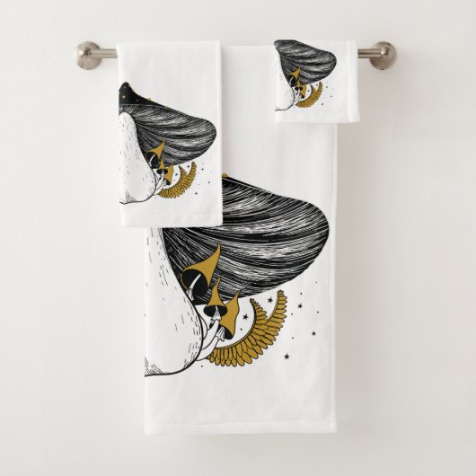 Mystisches Pilz- und Mondphasen Badezimmer Handtuc Badhandtuch Set (Insitu)