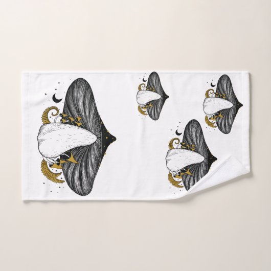 Mystisches Pilz- und Mondphasen Badezimmer Handtuc Badhandtuch Set (Handtuch)