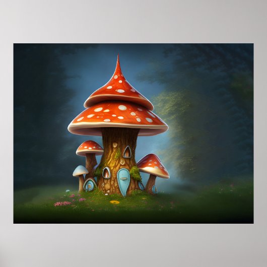 Mystisches Pilzhaus Poster (Vorne)