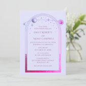 Mystisches Pink Blue Sun Star Moon Astronomie Spac Einladung (Stehend Vorderseite)