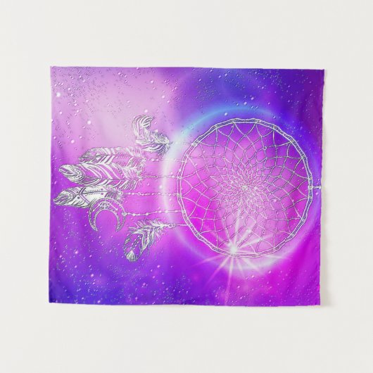 Mystisches Rosa und Blau Embossed Dream Catcher Wandteppich (Vorderseite (Horizontal))