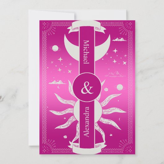 Mystisches Rosa und Silbermond Save The Date (Rückseite)