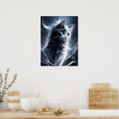 Mystisches Schwarz und Weiße Kitten | Niedliche Ka Poster (Küche)