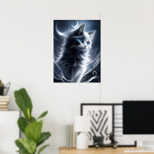 Mystisches Schwarz und Weiße Kitten | Niedliche Ka Poster (Heimbüro)