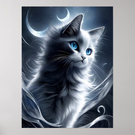 Mystisches Schwarz und Weiße Kitten | Niedliche Ka Poster