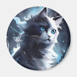 Mystisches Schwarz und Weiße Kitten | Wasserfarbka Magnet