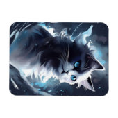 Mystisches Schwarz und Weiße Kitten | Wasserfarbka Magnet (Horizontal)