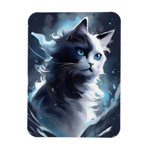 Mystisches Schwarz und Weiße Kitten Wasserfarbka Magnet