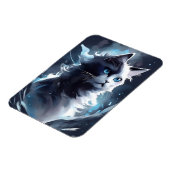 Mystisches Schwarz und Weiße Kitten | Wasserfarbka Magnet (Linke Seite)