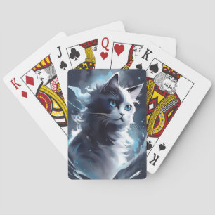 Mystisches Schwarz und Weiße Kitten Wasserfarbka Spielkarten
