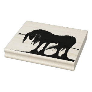Mystisches Schwarzes Einhorn (Linie) Gummistempel