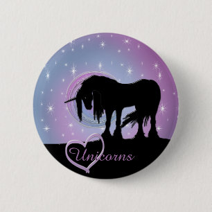 Mystisches Schwarzes Einhorn (Pastellwirl) Button