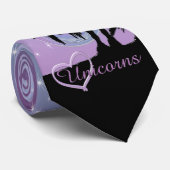 Mystisches Schwarzes Einhorn (Pastellwirl) Krawatte (Gerollt)