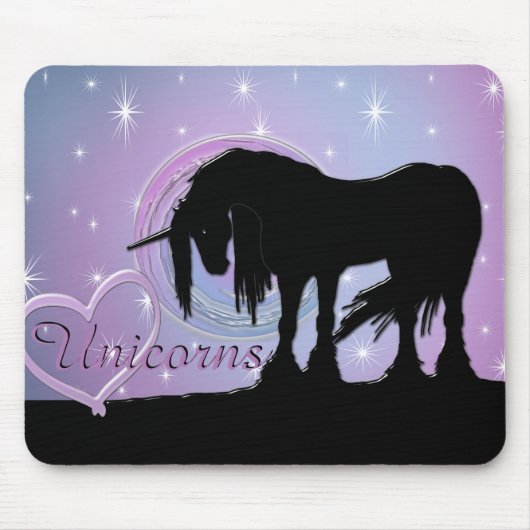 Mystisches Schwarzes Einhorn (Pastellwirl) Mousepad (Vorne)