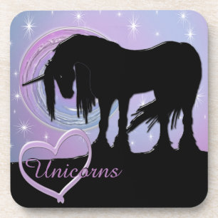 Mystisches Schwarzes Einhorn (Pastellwirl) Untersetzer