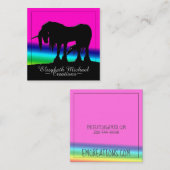 Mystisches Schwarzes Einhorn (Regenbogen) Quadratische Visitenkarte (Vorne/Hinten)