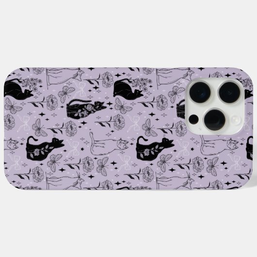 Mystisches Schwarzes Katzen- und Schmetterlingsmus Case-Mate iPhone Hülle (Rückseite (Horizontal))