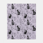 Mystisches Schwarzes Katzen- und Schmetterlingsmus Fleecedecke (Vorderseite)