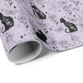 Mystisches Schwarzes Katzen- und Schmetterlingsmus Geschenkpapier (Rolleneckpunkt)