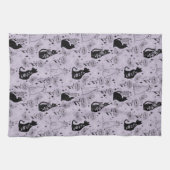 Mystisches Schwarzes Katzen- und Schmetterlingsmus Geschirrtuch (Horizontal)