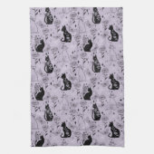Mystisches Schwarzes Katzen- und Schmetterlingsmus Geschirrtuch (Vertikal)