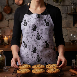 Mystisches Schwarzes Katzen- und Schmetterlingsmus Schürze