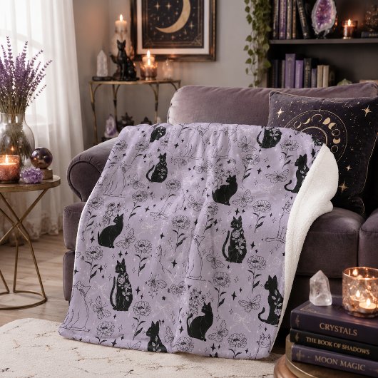 Mystisches Schwarzes Katzen- und Schmetterlingsmus Sherpadecke