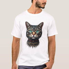 Mystisches schwarzes Katzenportrait Kunst T-Shirt